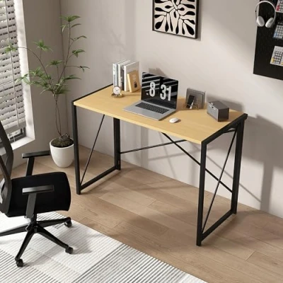 Image of mcc direct Folding Desk Workstation Foldable Computer for Office Home Study Writing Table No Assembly Miami (Natural, 80cm)