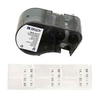Image of Brady Polypropylene Pre Sized Labels for Label Printer BMP51/BMP53/M511 200 Self Adhesive Black on White (30,00 mm (W) x 40,01 (H)) M5 01 425 FT