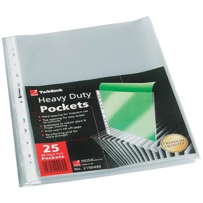 Image of Twinlock Heavy Duty Punched Pockets A4 Top Opening SINGLE PACK