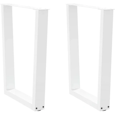 Image of vidaXL V Shape Dining Table Legs White Steel 60x(72 73.3) cm Adjustable Foot Levellers, Powder Coated for Desk/Coffee