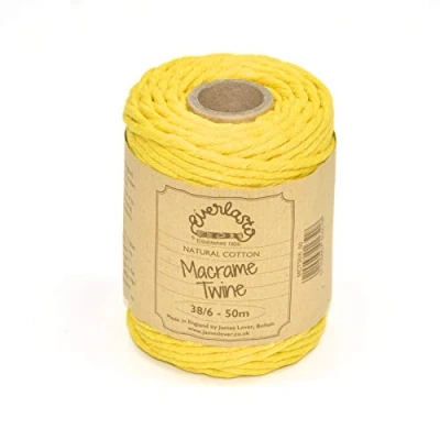 Image of 50M Spools Everlasto Single Twist Soft Cotton Coloured Macrame Craft Twine 38/6 (4mm approx) (Daffodil)