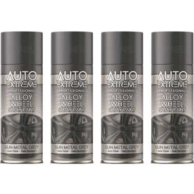 Image of HitlineUK 4 x 400ml Alloy Wheel Grey Spray Paint Premium Corrosion Resistant Restore &amp; Refurbish with Ideal for Wheels