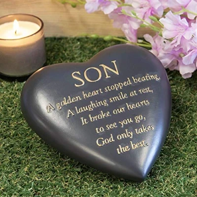 Image of Thoughts of you Son Heart Shaped Remembrance Graveside Memorial Ornament