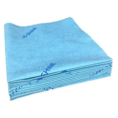 Image of Hi Shine 10 Next Generation Microfibre Cloth 40x40cm Chemical Free Cleaning for Glass, Glasses, Stainless Steel, Shiny Surfaces, Window Cloths Glass Blue