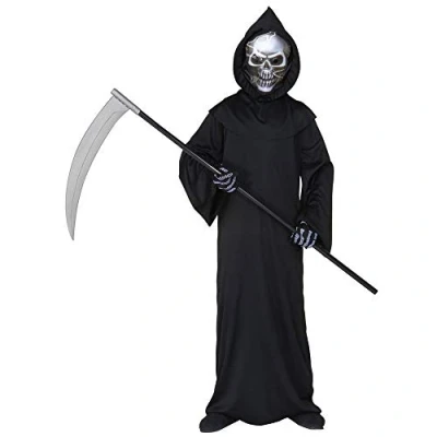 Image of Children&#039;s Holographic Grim Reaper 158cm Costume Large 11 13 yrs (158cm) for Halloween Living Dead Fancy Dress Black