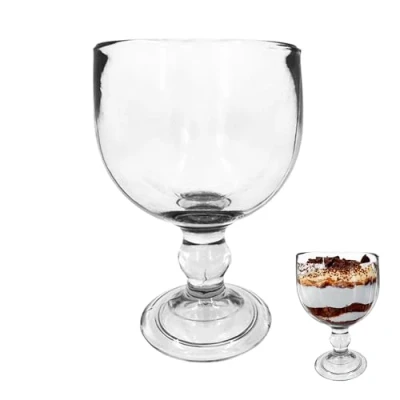 Image of Chabrias Ltd 18oz/510ml Stemmed Dessert Dish Perfect for Sundaes, Tiramisu, Knickerbocker Glory &amp; More Thick Glass Bowls (Single Glass)