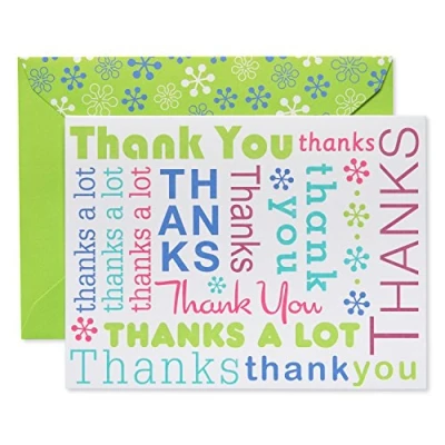 Image of American Greetings Thank You Cards with Envelopes, Multicolored Script (50 Count)