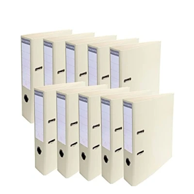 Image of Exacompta Ref. 53750E Box of 10 A4 Prem&#039;Touch lever arch files Spine 70 mm Mechanical 75 External dimensions: 32 x 29 7 cm Format to file Colour: Mastic