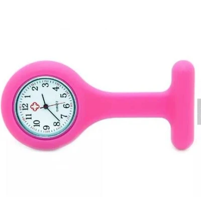 Image of Beauty + Nurse Watch Brooch Silicone with Clip Pocket Fob Hanging for Doctor (Hot Pink)
