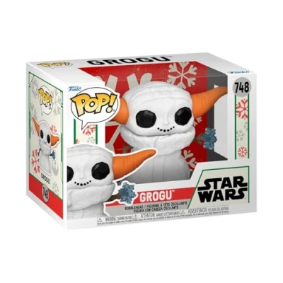 Image of Funko Pop! Star Wars: Mando Holiday Grogu (the Child, Baby Yoda) SNWMN the Mandalorian Collectable Vinyl Figure Gift Idea Official Merchandise Toys for Kids &amp; Adults TV Fans