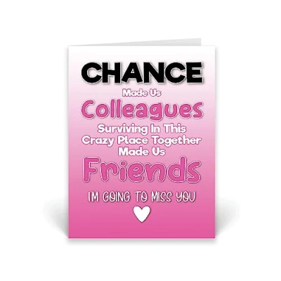 Image of Rib ticklerz Funny Leaving Work Card For Colleague Bestie Cards Chance Made Us Colleagues Crazy Place Friends New Job CD126