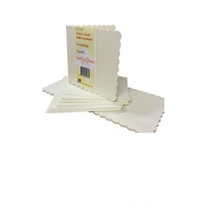 Image of House of Card &amp; Paper 5 x Inch Scalloped Edge Pre Scored with Envelope Cream (Pack 15)