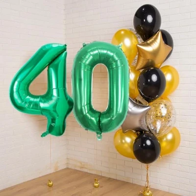Image of Number Balloons 40,Green 40 Balloon Inch Giant Helium Foil for Boys Girls 40th Birthday Party Decor Anniversary Decorations Supplies