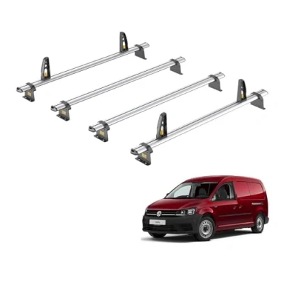 Image of Van Guard Roof Rack for VW Caddy (2010 2015) 4 Aluminium Bars with Loadstops [Note: Only Suitable Maxi.] UltiBar Plus VG299