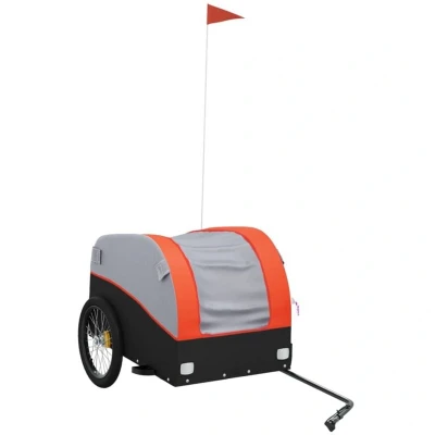 Image of vidaXL Bike Trailer Black and Orange 45 kg Iron