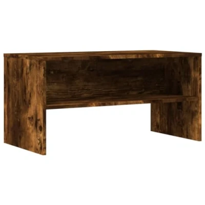 Image of vidaXL Smoked Oak TV Cabinet 80x40x40 cm Engineered Wood Stand with Open Storage for Living Room, Media Unit Sturdy Surface, Modern Entertainment Center Home Décor
