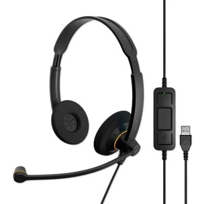 Image of EPOS I SENNHEISER IMPACT SC 60 USB ML Headset on ear wired black with orange colour highlights