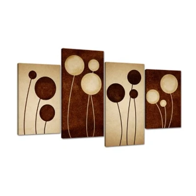 Image of Large Brown Cream Abstract Floral Canvas Wall Pictures Prints Art 4123