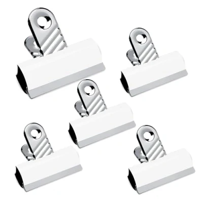 Image of Pack of 5 x 70mm Jumbo Bulldog Letter Clips Grip (White (Pack 5))