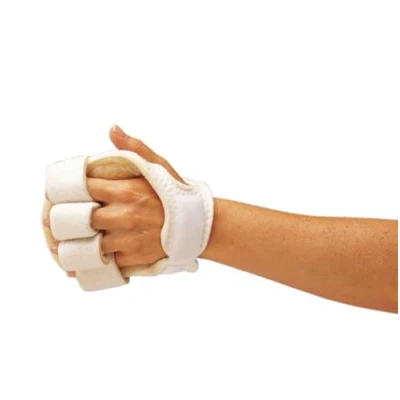 Image of Rolyan Palm Protector with Finger Separators, Left Handed Glove for Contracture Prevention, Comfortable Hand Cushion Sherpa Lining On and Separations Maximum Protection