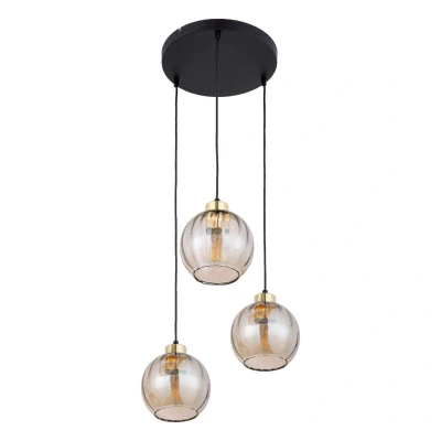 Image of TK Lighting Devi pendant light, amber, 3 bulb, linear