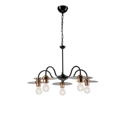 Image of Alice Multi Arm Pendant Ceiling Light Black, 5x E27