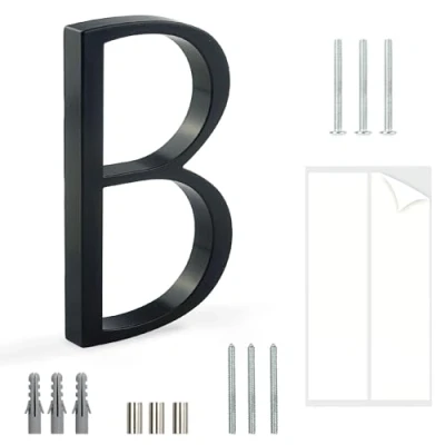 Image of HASWARE Floating House Number Sign: 5 inch Modern Door Signage Striking for Street Home Address Numerals (B, Black)