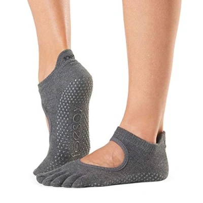 Image of Toesox FT Bellarina Yoga Grip Socks, Charcoal Grey, S
