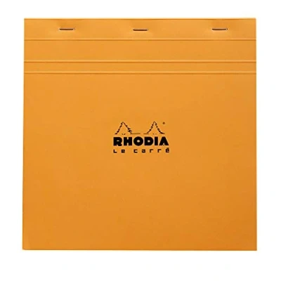 Image of RHODIA 210209C Stapled Notepad N210 Black 21x21 cm Small Squares 80 Detachable Sheets White Clairefontaine Paper g/m Soft and Resistant Coated Card Cover Basics