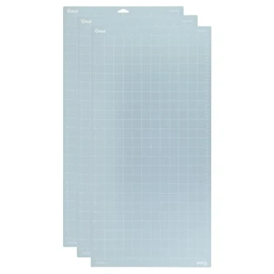 Image of Cricut LightGrip Cutting Mats 12in x 24in, Reusable for Crafts with Protective Film, Use Printer Paper, Vellum, Light Cardstock &amp; More Explore Maker (3 Count), Blue