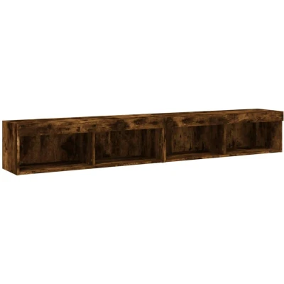 Image of vidaXL TV Cabinets with LED Lights 2 pcs Smoked Oak 100x30x30 cm