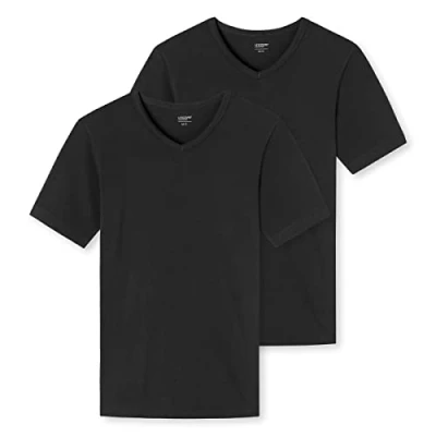Image of Uncover by Schiesser Men&#039;s 2 Pack Tank Top with Wider Shoulders V Neck Cotton Underwear, Black, S (Pack of 2)