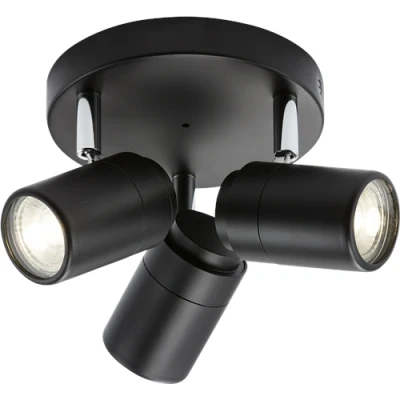 Image of KnightsBridge 230V IP44 GU10 Triple Spotlight Matt Black