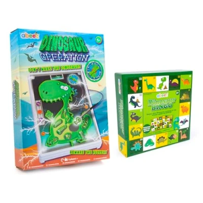 Image of abeec Dinosaur Game Bundle Includes Operation and Bingo Fun Board Games for Kids Adults Perfect Toys Gifts Boys Girls Aged 5+