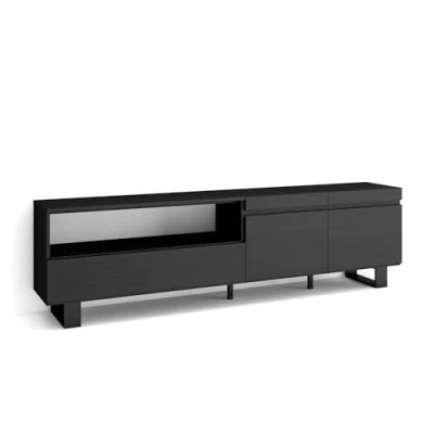 Image of Skraut Home TV Unit, Stand Cabinet Entertainment Center 200x57x35cm For TVs up to 80&quot; Industrial design Modern Style Black