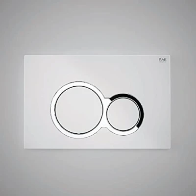 Image of RAK Ecofix Round Button Dual Flush Plate Gloss White Concealed Cistern 236x152mm