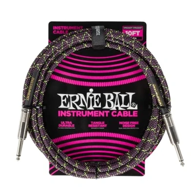 Image of Ernie Ball Braided Instrument Cable Straight/Straight 10ft Purple Python