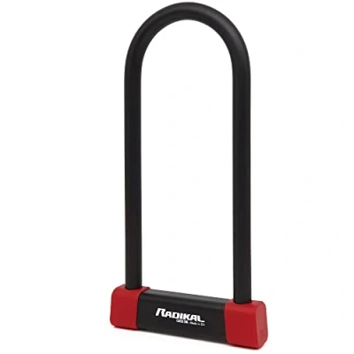 Image of RADIKAL RK120310 Premium U Lock for Motorcycle, SRA Approved, 120x310mm/4.7x12.2in Multiple Locking Options, ø18mm/0.7in Coated Double Shackle, Heavy Duty Anti Theft Moto Scooter