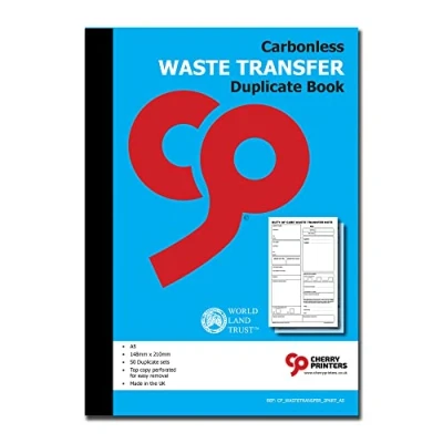 Image of Cherry Carbonless NCR Duty of Care Waste Transfer Duplicate Book A5 50 Sets