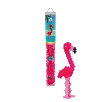 Image of Plus 300.4242 Tiere 9604242 Creative Building Blocks Tube, Flamingo, Ingenious Construction Toy, 100 Pieces