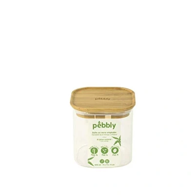 Image of Pebbly Square 800ml Canister With Bamboo Lid