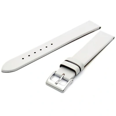 Image of Fine Calf Leather Watch Strap Band 20mm Extra Long XL White with Chrome (Silver Colour) Buckle. Free Spring Bars (Watch Pins)