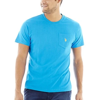Image of U.S. Polo Assn. Men&#039;s Crew Neck Pocket T Shirt (Color Group 1 of 2), Teal Blue, Large