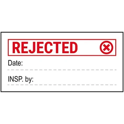 Image of V Safety Rejected Write On Sticker 51x25mm (Roll of 250)