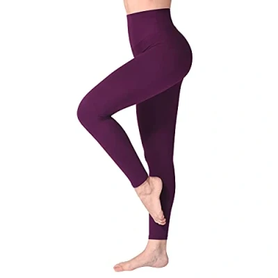 Image of SINOPHANT High Waisted Leggings for Women, Buttery Soft Elastic Opaque Tummy Control Leggings, Plus Size Workout Gym Yoga(Plum purple1,L XL)
