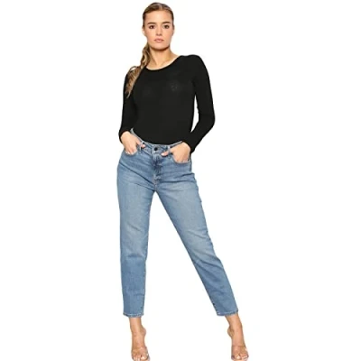 Image of True Face Ladies Jeans Slim Fit Straight Leg Trousers Women Denim Pants Stretch Casual Zip Fly Jeggings Size 10 Stone Wash 001A