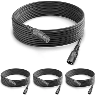 Image of Dmx Cable 4 Pack XLR Cables 5m Male Female Cables, 3 Pin Connector Lighting for Stage Lights LED Par Light Moving Head Signal Connection