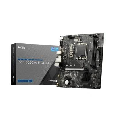 Image of MSI PRO B660M E DDR4 Motherboard, Micro ATX Supports Intel 12th Gen Core Processors, LGA 1700 Memory Boost 4600+MHz/OC, PCIe 4.0 x16 Slot, 1 x M.2 Gen3 1G LAN