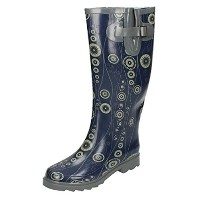 Image of Spot On Circle Print Welly (Blue, Size 4 UK)