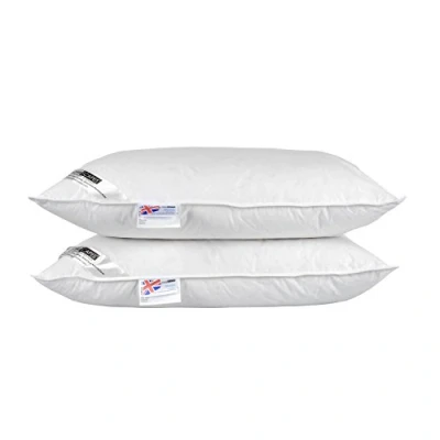Image of HOMESCAPES White Duck FEATHER AND DOWN Pillow PAIR Department Store Quality Anti Dust Mite Machine Washable Soft firmness RDS Certified